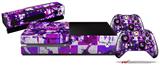 Purple Checker Graffiti - Holiday Bundle Decal Style Skin fits XBOX One Console Original, Kinect and 2 Controllers (XBOX SYSTEM NOT INCLUDED)