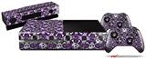 Splatter Girly Skull Purple - Holiday Bundle Decal Style Skin fits XBOX One Console Original, Kinect and 2 Controllers (XBOX SYSTEM NOT INCLUDED)