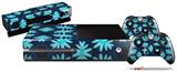 Abstract Floral Blue - Holiday Bundle Decal Style Skin fits XBOX One Console Original, Kinect and 2 Controllers (XBOX SYSTEM NOT INCLUDED)