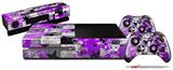 Purple Checker Skull Splatter - Holiday Bundle Decal Style Skin fits XBOX One Console Original, Kinect and 2 Controllers (XBOX SYSTEM NOT INCLUDED)