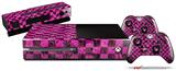 Pink Checkerboard Sketches - Holiday Bundle Decal Style Skin fits XBOX One Console Original, Kinect and 2 Controllers (XBOX SYSTEM NOT INCLUDED)