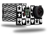 Hearts And Stars Black and White - Decal Style Skin fits GoPro Hero 4 Black Camera (GOPRO SOLD SEPARATELY)