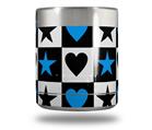 Skin Decal Wrap for Yeti Rambler Lowball - Hearts And Stars Blue