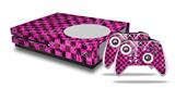 WraptorSkinz Decal Skin Wrap Set works with 2016 and newer XBOX One S Console and 2 Controllers Pink Checkerboard Sketches