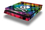 Vinyl Decal Skin Wrap compatible with Sony PlayStation 4 Slim Console Rainbow Plaid Skull (PS4 NOT INCLUDED)