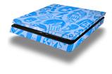 Vinyl Decal Skin Wrap compatible with Sony PlayStation 4 Slim Console Skull Sketches Blue (PS4 NOT INCLUDED)