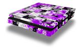 Vinyl Decal Skin Wrap compatible with Sony PlayStation 4 Slim Console Purple Checker Skull Splatter (PS4 NOT INCLUDED)