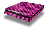 Vinyl Decal Skin Wrap compatible with Sony PlayStation 4 Slim Console Pink Checkerboard Sketches (PS4 NOT INCLUDED)