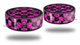 Skin Wrap Decal Set 2 Pack for Amazon Echo Dot 2 - Skull and Crossbones Checkerboard (2nd Generation ONLY - Echo NOT INCLUDED)