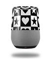 Decal Style Skin Wrap for Google Home Original - Hearts And Stars Black and White (GOOGLE HOME NOT INCLUDED)