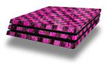 Vinyl Decal Skin Wrap compatible with Sony PlayStation 4 Pro Console Pink Checkerboard Sketches (PS4 NOT INCLUDED)