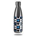 Skin Decal Wrap for RTIC Water Bottle 17oz Hearts And Stars Blue (BOTTLE NOT INCLUDED)