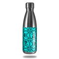 Skin Decal Wrap for RTIC Water Bottle 17oz Skull Patch Pattern Blue (BOTTLE NOT INCLUDED)