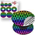 Decal Style Vinyl Skin Wrap 3 Pack for PopSockets Love Heart Checkers Rainbow (POPSOCKET NOT INCLUDED)