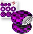 Decal Style Vinyl Skin Wrap 3 Pack for PopSockets Purple Star Checkerboard (POPSOCKET NOT INCLUDED)
