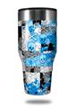 Skin Decal Wrap for Walmart Ozark Trail Tumblers 40oz Checker Skull Splatter Blue (TUMBLER NOT INCLUDED) by WraptorSkinz