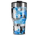 WraptorSkinz Skin Wrap compatible with 2017 and newer RTIC Tumblers 30oz Checker Skull Splatter Blue (TUMBLER NOT INCLUDED)