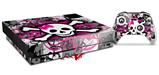 Skin Wrap for XBOX One X Console and Controller Splatter Girly Skull