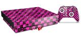 Skin Wrap for XBOX One X Console and Controller Pink Checkerboard Sketches