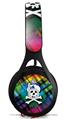 WraptorSkinz Skin Decal Wrap compatible with Beats EP Headphones Rainbow Plaid Skull Skin Only HEADPHONES NOT INCLUDED