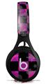 WraptorSkinz Skin Decal Wrap compatible with Beats EP Headphones Checker Stars Pink Skin Only HEADPHONES NOT INCLUDED