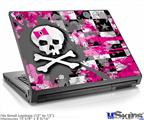 Laptop Skin (Small) - Girly Pink Bow Skull