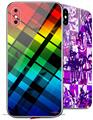 2 Decal style Skin Wraps set for Apple iPhone X and XS Rainbow Plaid