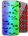 2 Decal style Skin Wraps set for Apple iPhone X and XS Rainbow Skull Collection