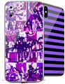 2 Decal style Skin Wraps set for Apple iPhone X and XS Purple Checker Graffiti