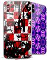 2 Decal style Skin Wraps set for Apple iPhone X and XS Checker Graffiti