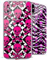2 Decal style Skin Wraps set for Apple iPhone X and XS Pink Skulls and Stars