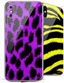 2 Decal style Skin Wraps set for Apple iPhone X and XS Purple Leopard