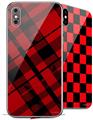 2 Decal style Skin Wraps set for Apple iPhone X and XS Red Plaid