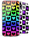 2 Decal style Skin Wraps set for Apple iPhone X and XS Love Heart Checkers Rainbow