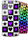 2 Decal style Skin Wraps set for Apple iPhone X and XS Purple Hearts And Stars