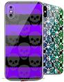 2 Decal style Skin Wraps set for Apple iPhone X and XS Skull Stripes Purple