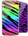 2 Decal style Skin Wraps set for Apple iPhone X and XS Tiger Rainbow