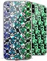 2 Decal style Skin Wraps set for Apple iPhone X and XS Splatter Girly Skull Rainbow