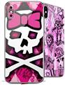 2 Decal style Skin Wraps set for Apple iPhone X and XS Pink Bow Princess