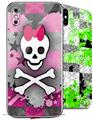 2 Decal style Skin Wraps set for Apple iPhone X and XS Princess Skull Heart Pink