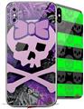 2 Decal style Skin Wraps set for Apple iPhone X and XS Purple Girly Skull