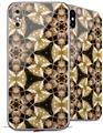 2 Decal style Skin Wraps set for Apple iPhone X and XS Leave Pattern 1 Brown