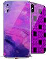 2 Decal style Skin Wraps set for Apple iPhone X and XS Painting Purple Splash