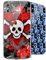 2 Decal style Skin Wraps set for Apple iPhone X and XS Emo Skull Bones