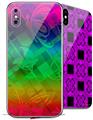 2 Decal style Skin Wraps set for Apple iPhone X and XS Rainbow Butterflies
