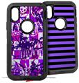 2x Decal style Skin Wrap Set compatible with Otterbox Defender iPhone X and Xs Case - Purple Checker Graffiti (CASE NOT INCLUDED)