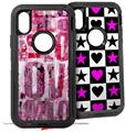 2x Decal style Skin Wrap Set compatible with Otterbox Defender iPhone X and Xs Case - Grunge Love (CASE NOT INCLUDED)