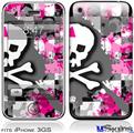 iPhone 3GS Skin - Girly Pink Bow Skull