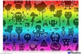 Poster 36"x24" - Cute Rainbow Monsters