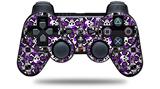 Sony PS3 Controller Decal Style Skin - Splatter Girly Skull Purple (CONTROLLER NOT INCLUDED)